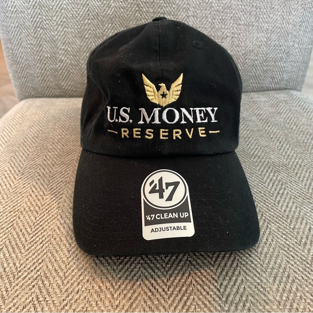 47 Baseball Cap Hat US Money Reserve Black Cotton Adjustable
